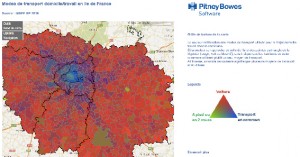 Pitney Bowes: cartographie des moyens de transport utilisés pour les trajets domicile-travail en Ile-de-France
