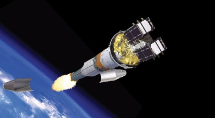 3h29 après son lancement, le lanceur Soyouz a perdu sa première capsule de protection, révélant les deux satellites Galileo qui ont été lancés avec succès. (©Arianespace)
