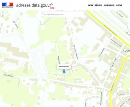 Même loin d’être parfaite (comme le montre cette localisation sur la rue Georges Sand à Auch), la BAN constitue un grand pas dans l’open data géographique.