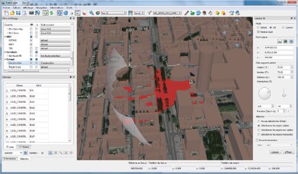 Optimisation d’un réseau de caméras de vidéo-surveillance avec Elyx3D qui calcule des cônes de visibilités.