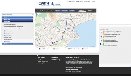 À Lorient, les calculs d’itinéraires sous Handimap prennent en compte de multiples équipements selon neuf types de handicap et quatre niveaux d’accessibilité, mais doivent se faire commune par commune et ne concernent que les zones des PAVE.