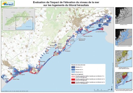 L’impact de l’élévation du niveau de la mer sur les logements, une carte réalisée par Oriane Garcia du CD34, a remporté le prix du public lors de la journée professionnelle SIG L-R.