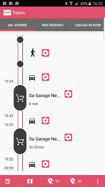 L’application Mobi-Lise propose une « time-line » pré-remplie grâce au profil détaillé des utilisateurs.