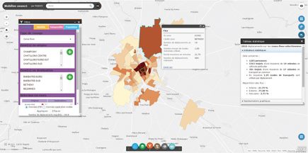 Dans le cadre de Mobi-Lise, une interface Web a également été développée par MobiGIS. Les participants y cartographient leur profil de mobilité, se comparent aux autres. Une interface expert a été proposée aux collectivités partenaires pour explorer l’ensemble des données disponibles sur les mobilités ainsi que les remontées de l’application sur leur territoire.