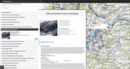 Avec GéoSites, en quelques clics, l’amateur accède à l’ensemble des documents et cartes disponibles sur les sites géologiques remarquables du parc national des Écrins.