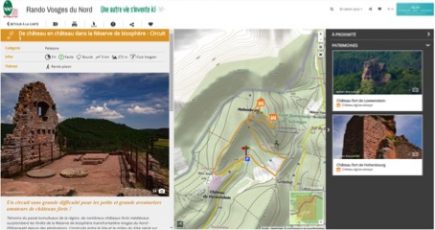 Un écran du nouveau site dédié aux randonnées dans les Vosges à base de Geotreck
