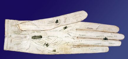 glove-shaped map of London created for the 1851 Great Exhibition by George Shore, 488 New Oxford Street, London. CREDIT: Reproduced by permission of the National Archives of the United Kingdom [BT43/13 75741 1851]