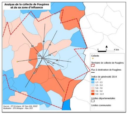 Analyse de la collecte de Fougères et de sa zone d’influence (© EFS)