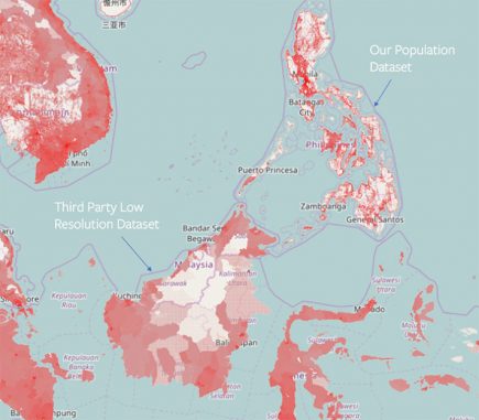 Ciblage aux Philippines grâce aux cartes Facebook de la population.
