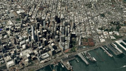 Un exemple d’utilisation possible des images Pléiades : la modélisation 3D de San Francisco (© CNES 2018, Distribution Airbus DS).