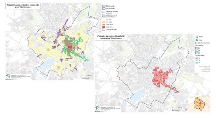 Deux étapes de la définition du centre-ville de Valencienne (étude de la Région Hauts-de-France)