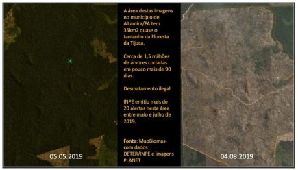 Images PLANET testées au Brésil. Elles montrent clairement la déforestation, mais pourront-elles être la base d'un système de surveillance en temps réel ?